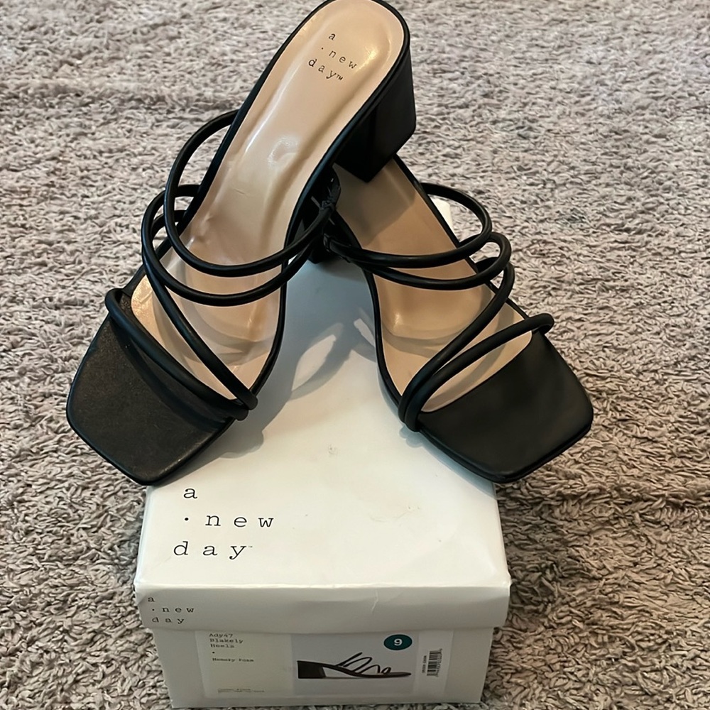 Black strappy heels